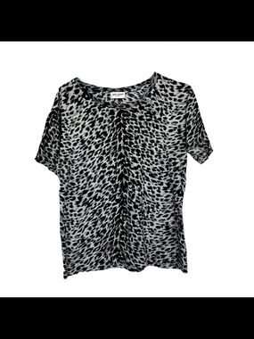 Saint Laurent Black & White Animal-Print Short Sleeve Tee